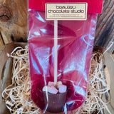 Handmade milk chocolate hot chocolate stirrer with marshmallows – Beaulieu Chocolate Studio