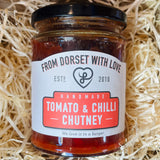 Jar of From Dorset With Love Tomato & Chilli Chutney – artisan Dorset spicy tomato chutney.