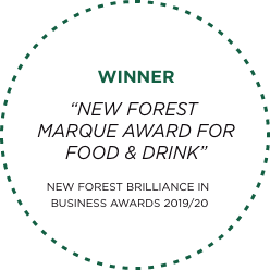 Winner badge for New Forest Marque Award for Food & Drink at the New Forest Brilliance in Business Awards 2019/20.