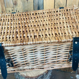 Brown Split Willow Traditional Lidded Hamper with Leather Straps