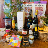 New Forest wildflower honey, Very Berry jam, Tomato & Chilli chutney and Isle of Wight oak-smoked tomato balsamic in a 20 inch lidded willow hamper