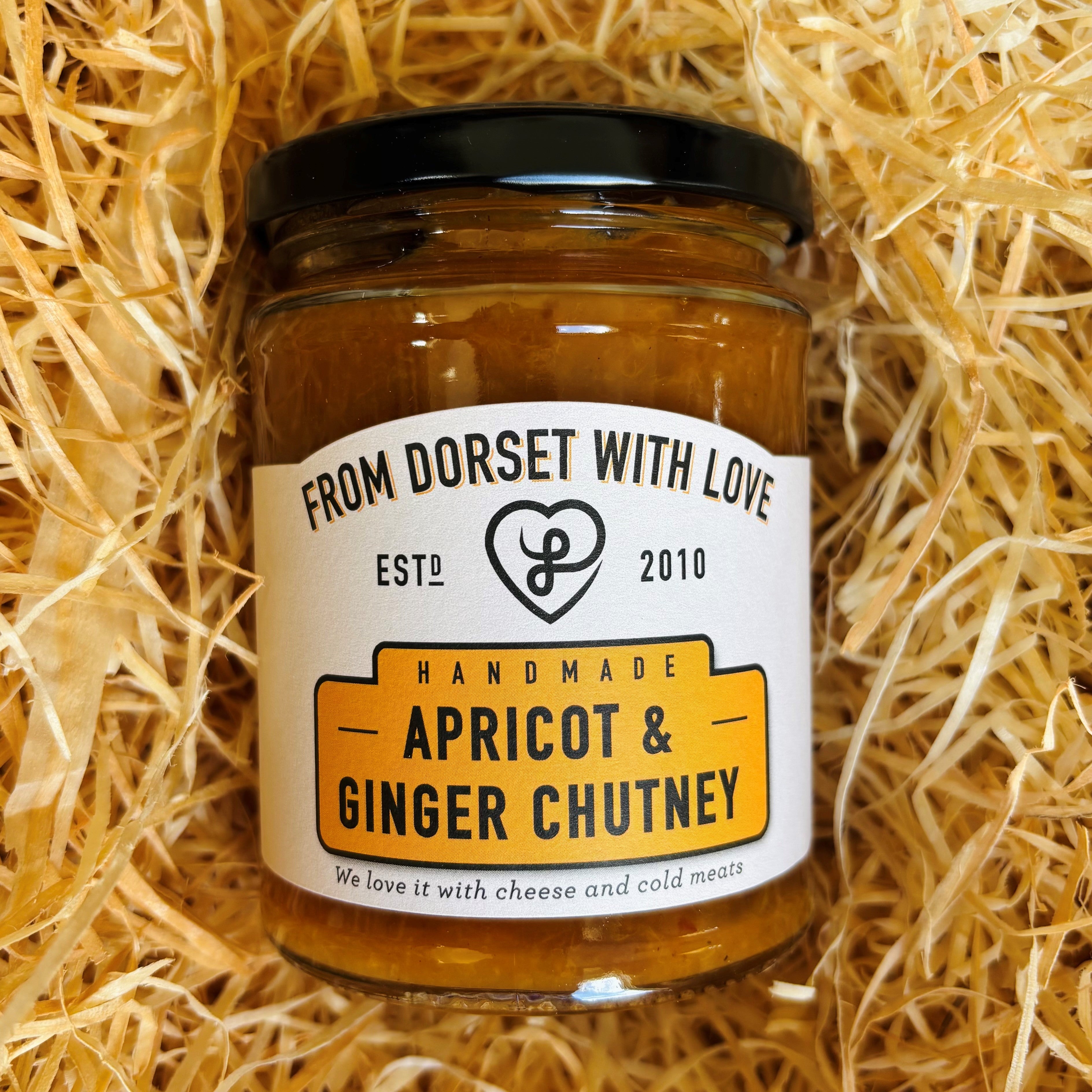 From Dorset With Love Apricot & Ginger Chutney 300g - warm-spiced apricot and ginger chutney handmade in Dorset
