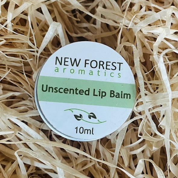 New Forest Aromatics unscented lip balm on a bed of straw