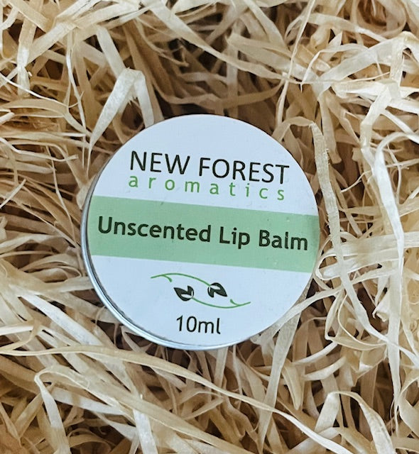 New Forest Aromatics unscented lip balm on a bed of straw