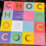 Chococo handcrafted chocolates giftbox of nine fine chocolates, made in Swanage, Dorset