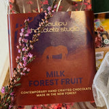 Beaulieu Chocolate Studio Milk Forest Fruit bar, hand crafted in the New Forest