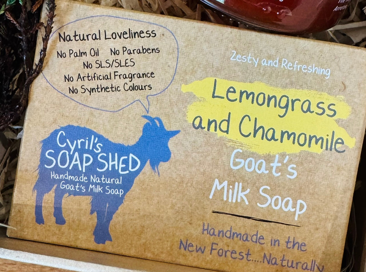 Cyril's Soap Shed Lemongrass and Chamomile handmade goat's milk soap, made in the New Forest with no palm oil or parabens