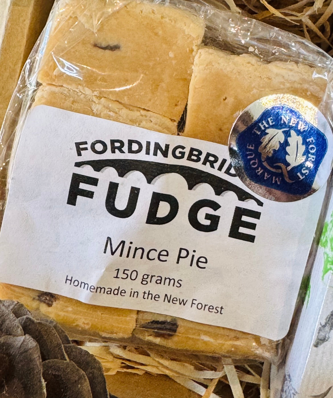 Fordingbridge Fudge Mince Pie giftbag 150g, festive spiced fudge handmade in the New Forest and carrying the New Forest Marque