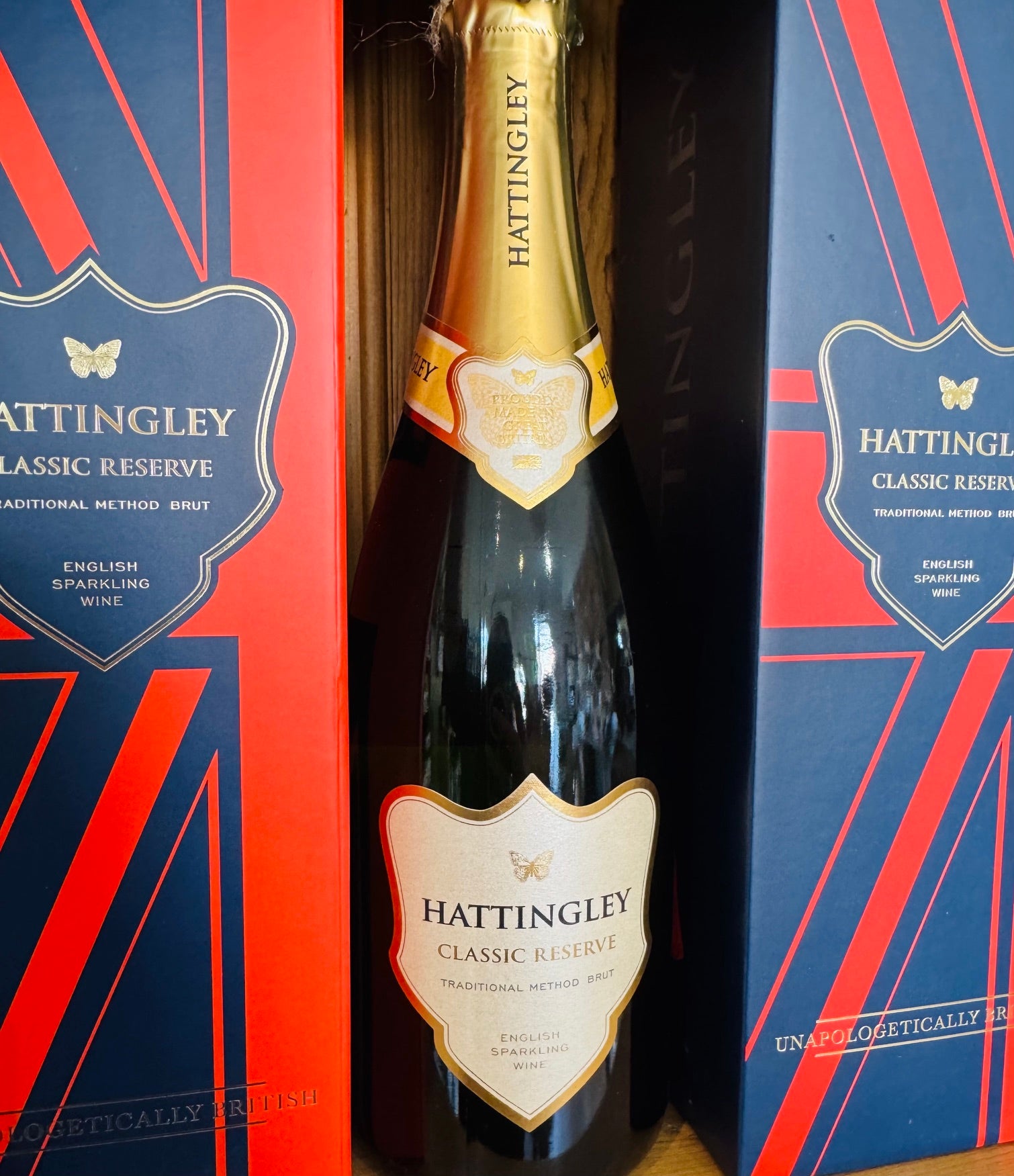 Hattingley Valley Classic Reserve English sparkling wine in its Unapologetically British presentation gift box
