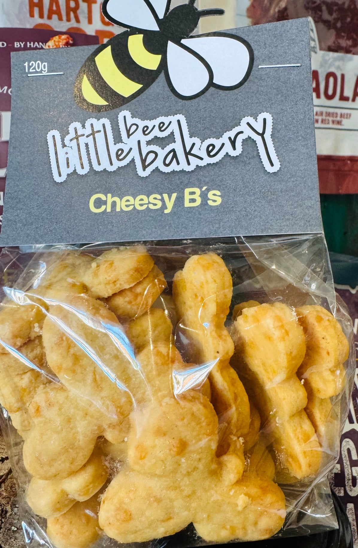 Little Bee Bakery Cheesy B's 120g, handmade cheese biscuits baked in Romsey, Hampshire