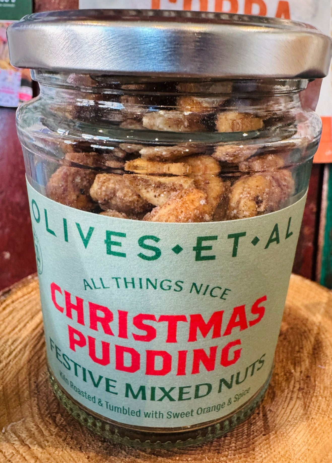 Olives et Al Christmas Pudding Festive Mixed Nuts, kiln roasted and tumbled with sweet orange and spice