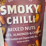 Olives et Al Smoky Chilli Mixed Nuts 70g pouch, kiln-roasted peanuts, almonds and cashews with chipotle chilli