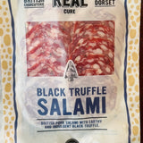 The Real Cure Black Truffle Salami 55g, British pork salami with earthy black truffle, with its Two Star Great Taste Award
