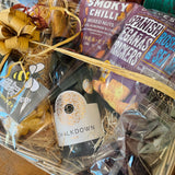 The Perfect Evening In Hamper wrapped and finished with the New Forest Hamper Company gift tag