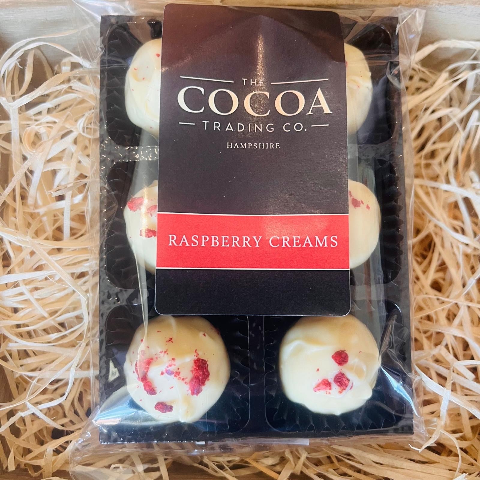 White chocolate and raspberry creams made in Barton